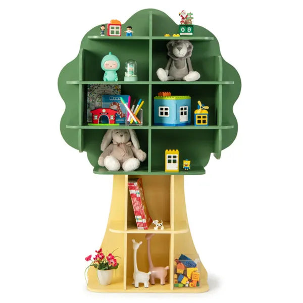 Green Tree Kids Bookcase & Toy Organizer - Children's Storage Shelf
