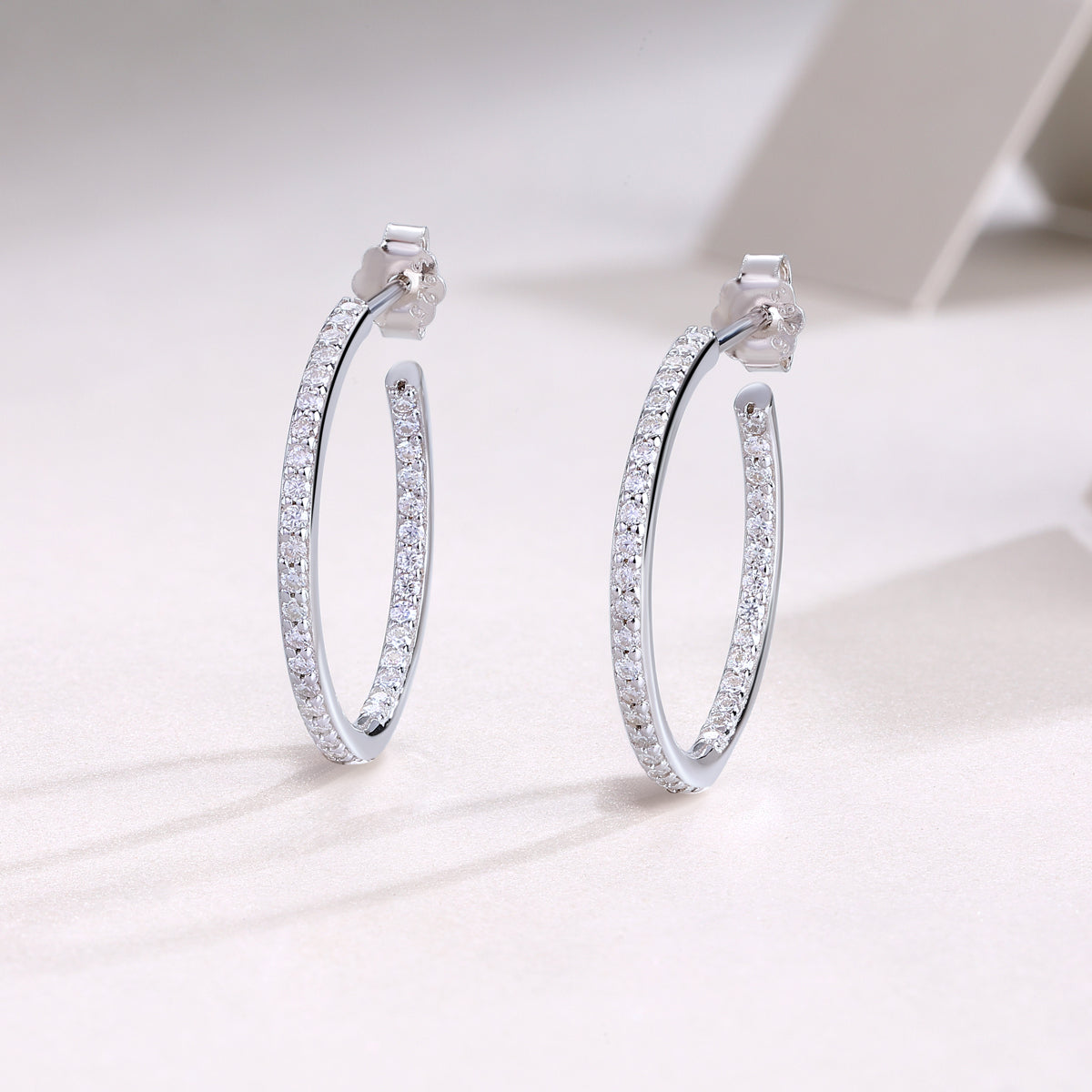 Square Moissanite Stud Earrings - S925 Sterling Silver Platinum-Plated (Pair)
