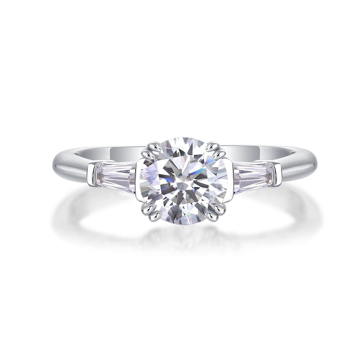 1 Carat Moissanite Sterling Silver Solitaire Ring