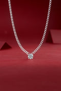 Cuban Chain Moissanite Pendant Necklace - 1 Carat S925 Sterling Silver
