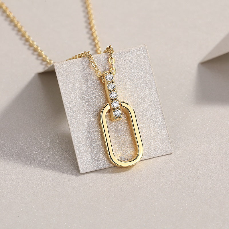 Geometric Moissanite Gold Plated Sterling Silver Necklace