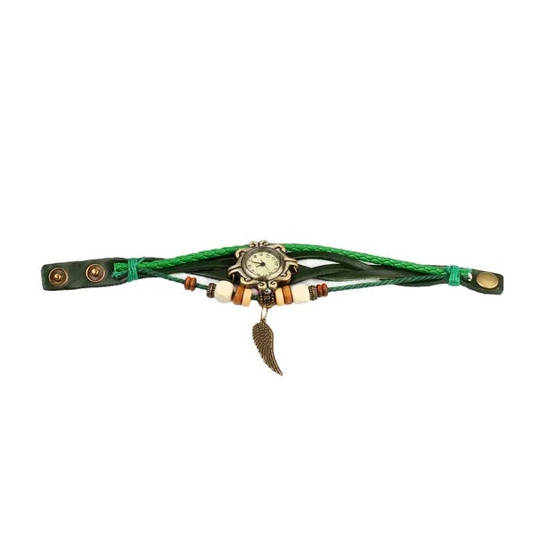 Bohemian Angel Wing Leather Watch Bracelet