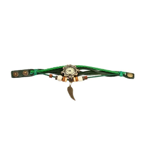 Bohemian Angel Wing Leather Watch Bracelet