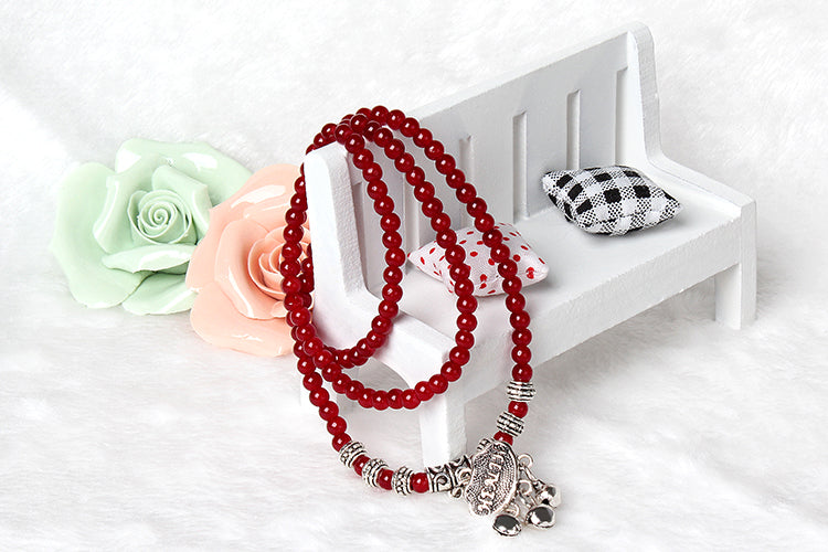 Red Agate Beaded Good Luck Bracelet