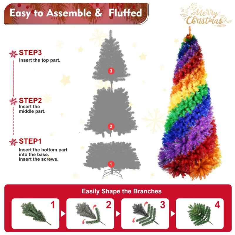 Rainbow Spiral Christmas Tree - Colorful Artificial Tree