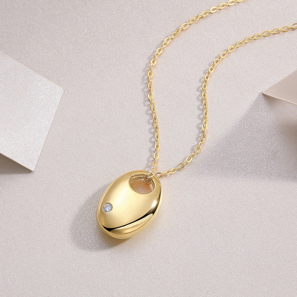 First Encounter Moissanite Pendant Necklace — S925 Sterling Silver, Gold-Plated