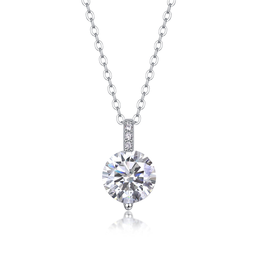2-Carat Moissanite Necklace Pendant – S925 Sterling Silver with Platinum Plating