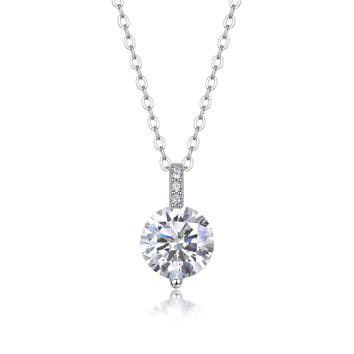 2-Carat Moissanite Necklace Pendant – S925 Sterling Silver with Platinum Plating