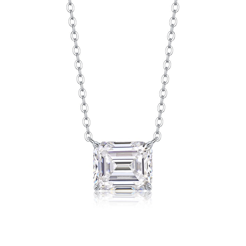 Octagonal Moissanite Platinum Plated Necklace Set