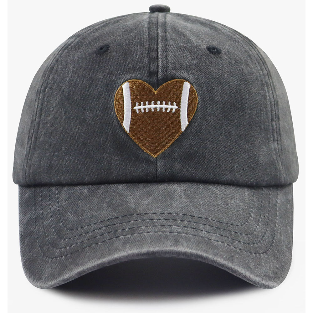 Football Heart Baseball Cap - Unisex Adjustable Hat for Football Fans