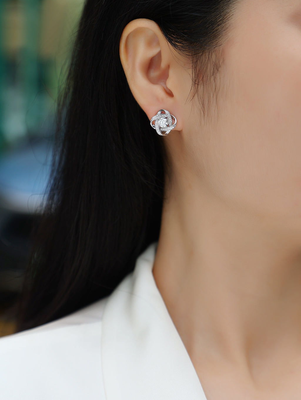 0.5 Carat Moissanite Stud Earrings - S925 Sterling Silver Platinum-Plated (Pair)