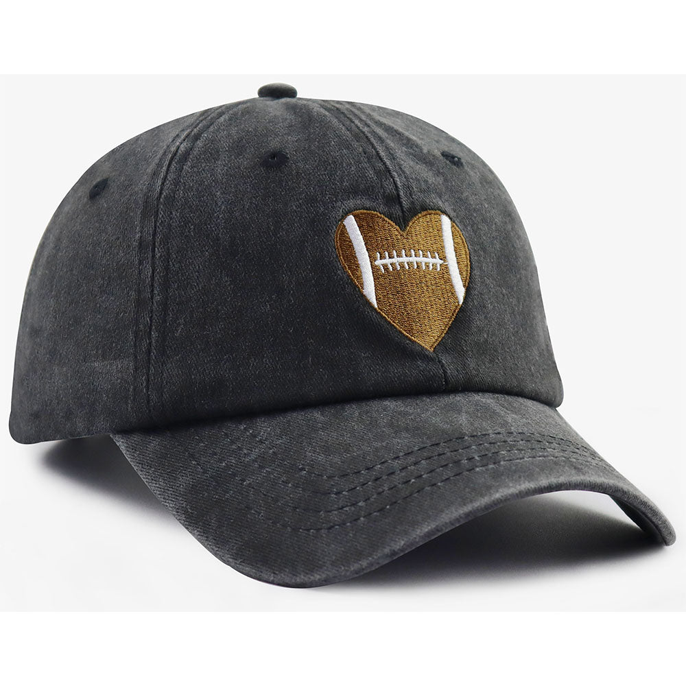 Football Heart Baseball Cap - Unisex Adjustable Hat for Football Fans