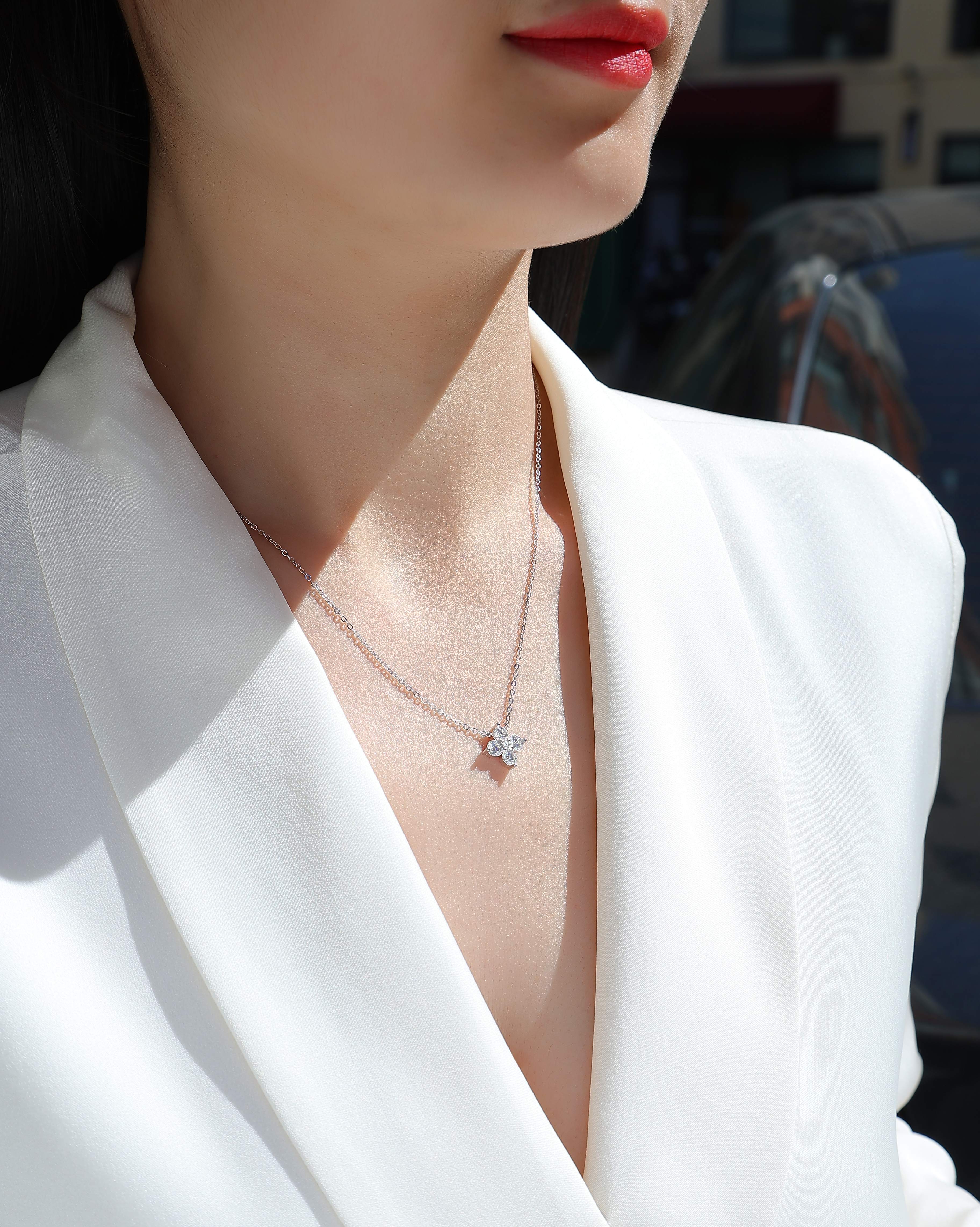 0.3 Carat Moissanite Necklace - S925 Sterling Silver Platinum-Plated with Chain