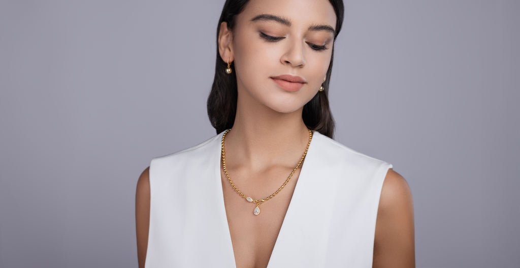 Pear-Shaped Moissanite Gold Plated Necklace