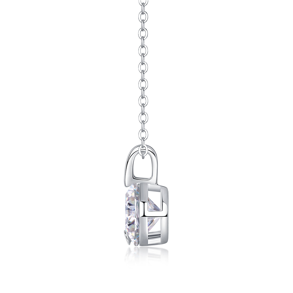 Moissanite V-Chain Pendant Necklace – S925 Sterling Silver