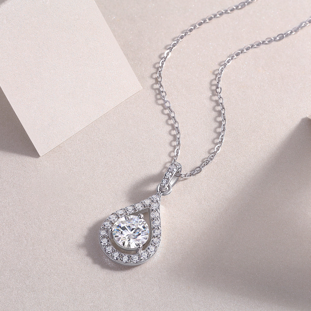 1CT Moissanite Heart Charm Pendant Necklace