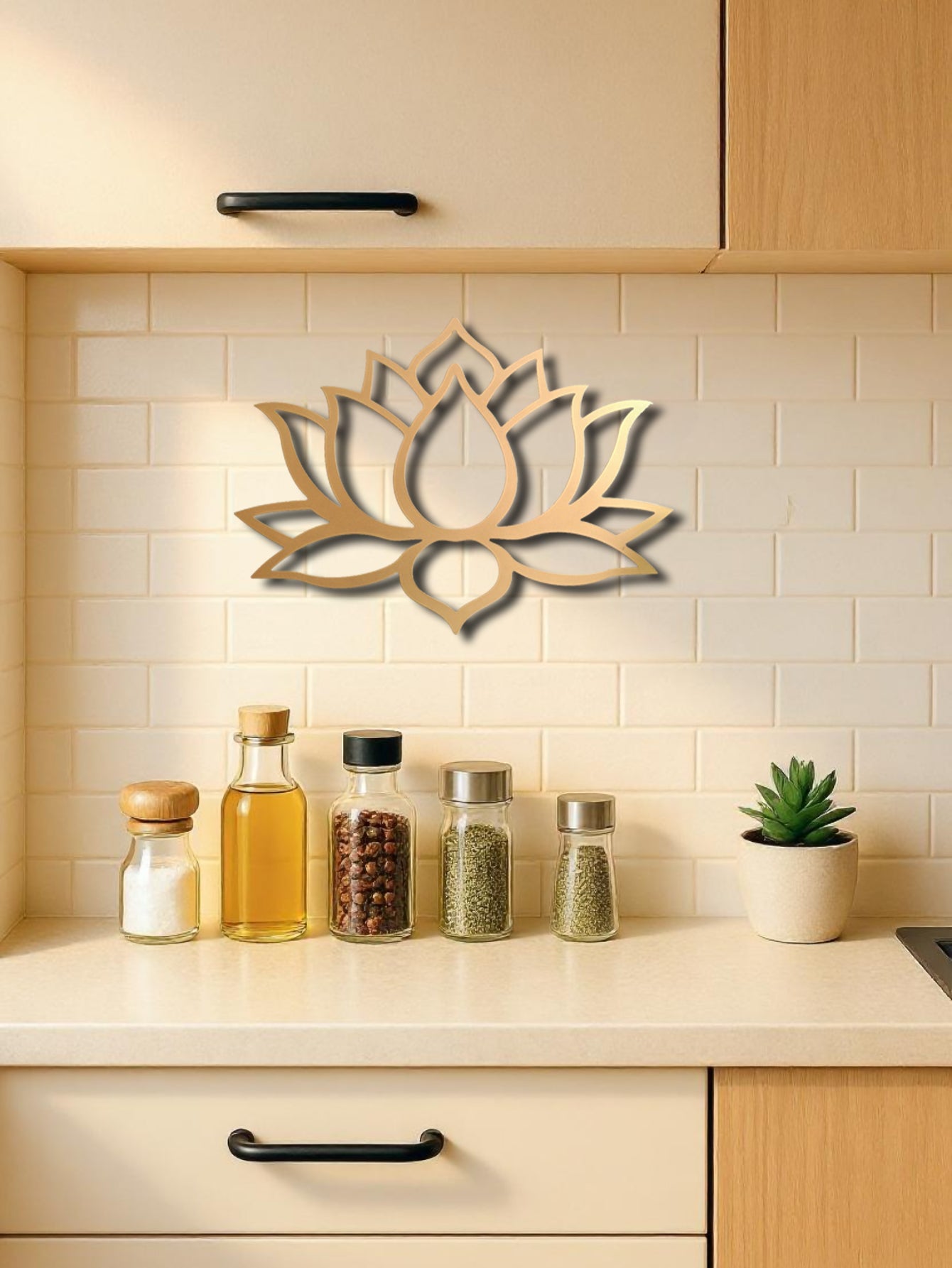 Lotus Metal Wall Art Sculpture - Modern Home Decor (15.75" x 21.73")