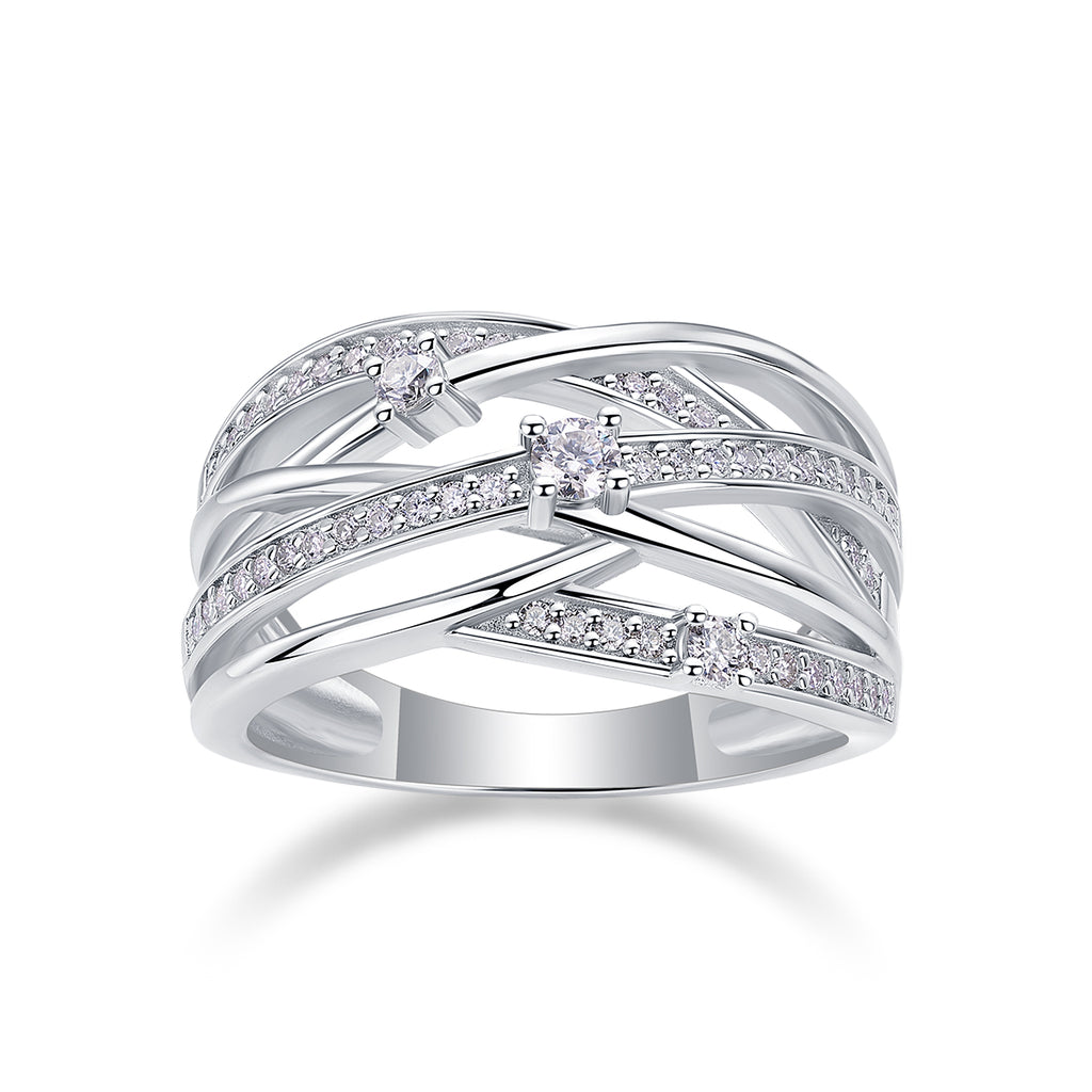 Star Burst Moissanite Ring in S925 Sterling Silver