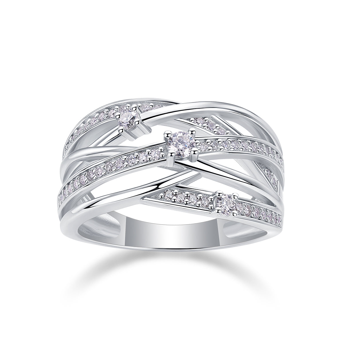 Star Burst Moissanite Ring in S925 Sterling Silver