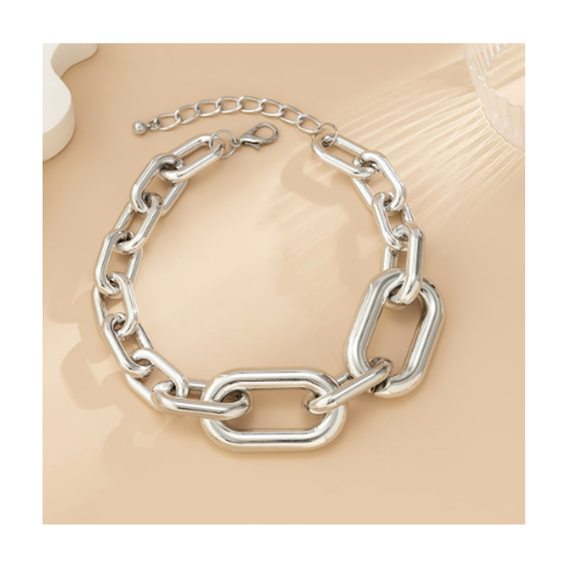 Chunky Silver Chain Link Choker Necklace