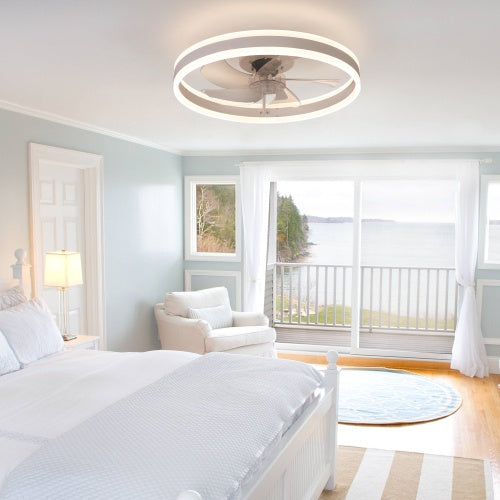 Modern Ceiling Fan with Dimmable LED Light & Remote Control