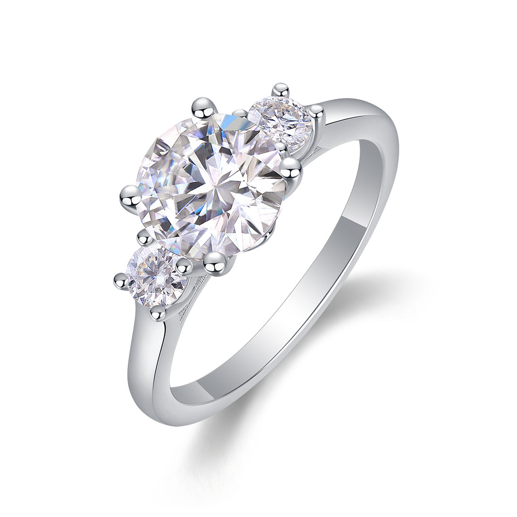 Halo Moissanite Solitaire Ring in S925 Sterling Silver