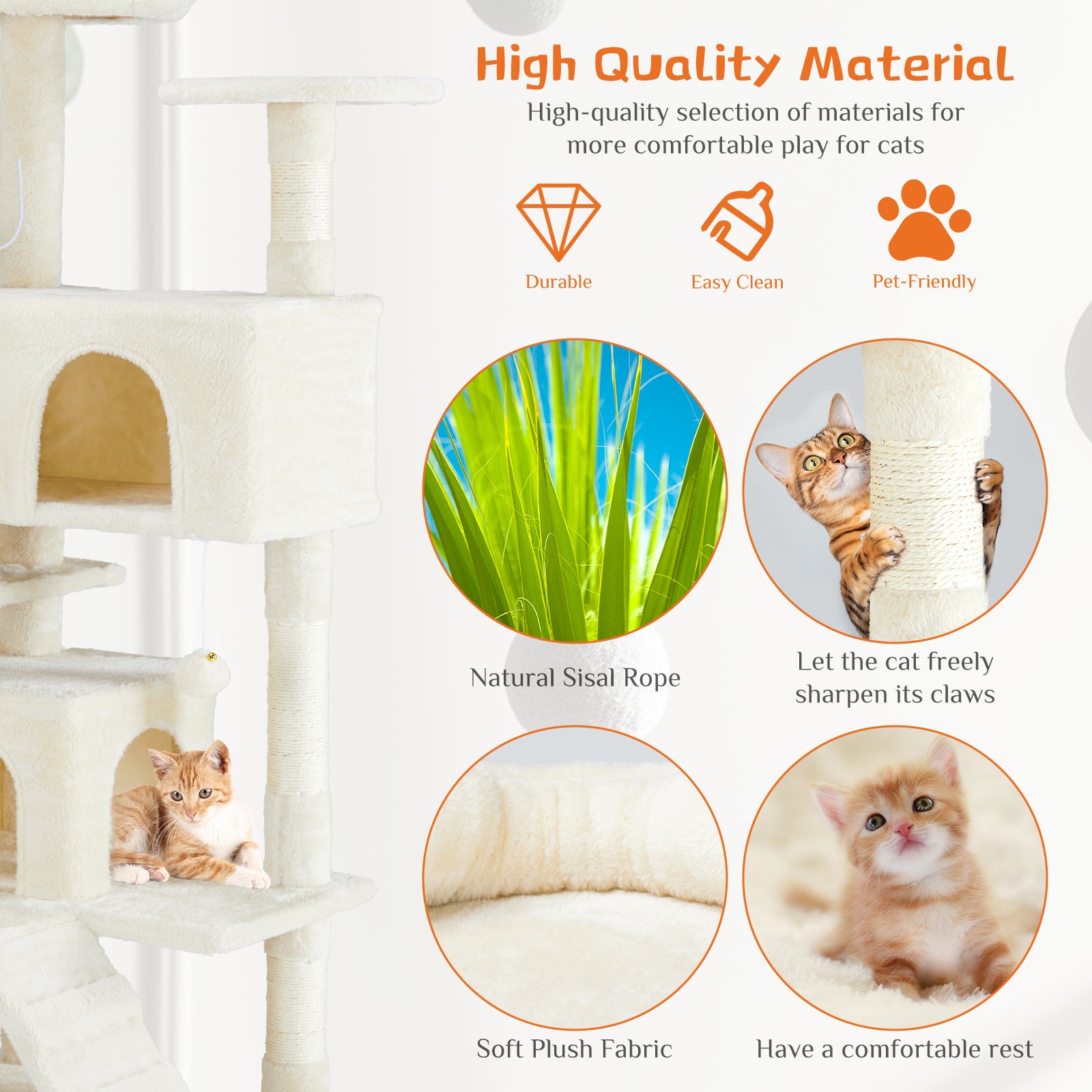 54" Multi-Level Cat Tree Tower with Scratching Posts