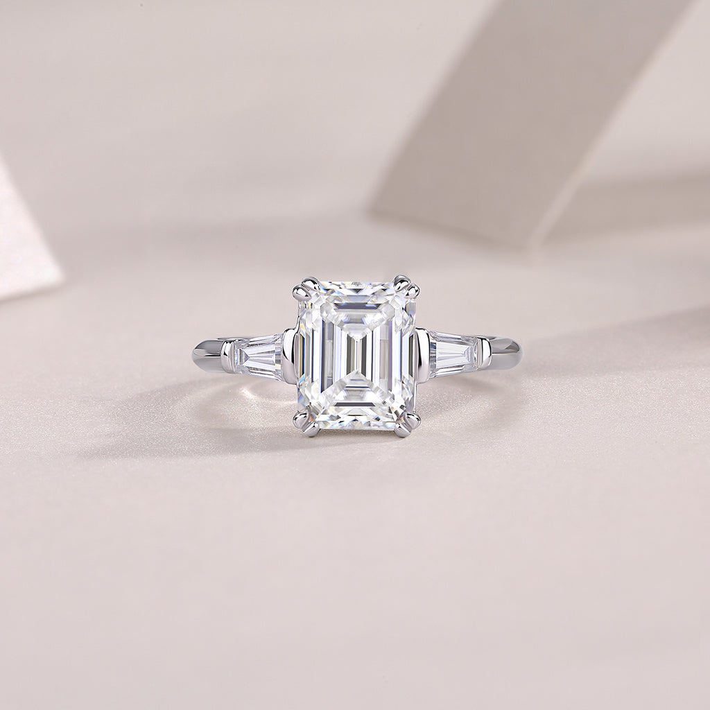 Octagonal Moissanite Ring - S925 Sterling Silver Platinum-Plated