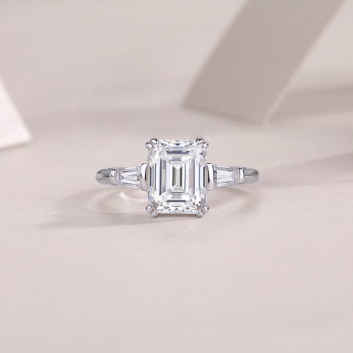 Octagonal Moissanite Ring - S925 Sterling Silver Platinum-Plated