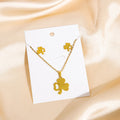 Lucky Clover Stainless Steel Necklace & Earring Set