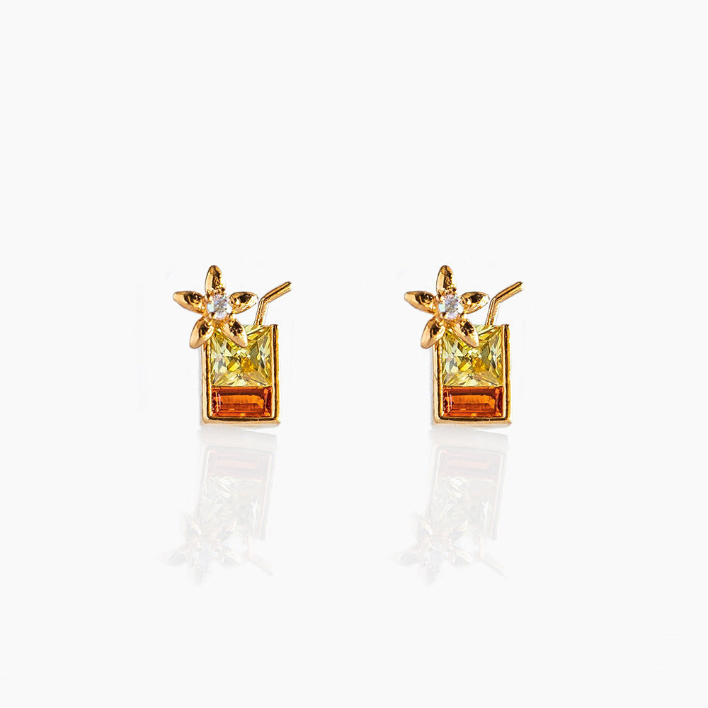 Mixed Drink Gold Plated Stud Earrings