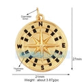Compass Necklace with Black Detail - Gold Stainless Steel Chain