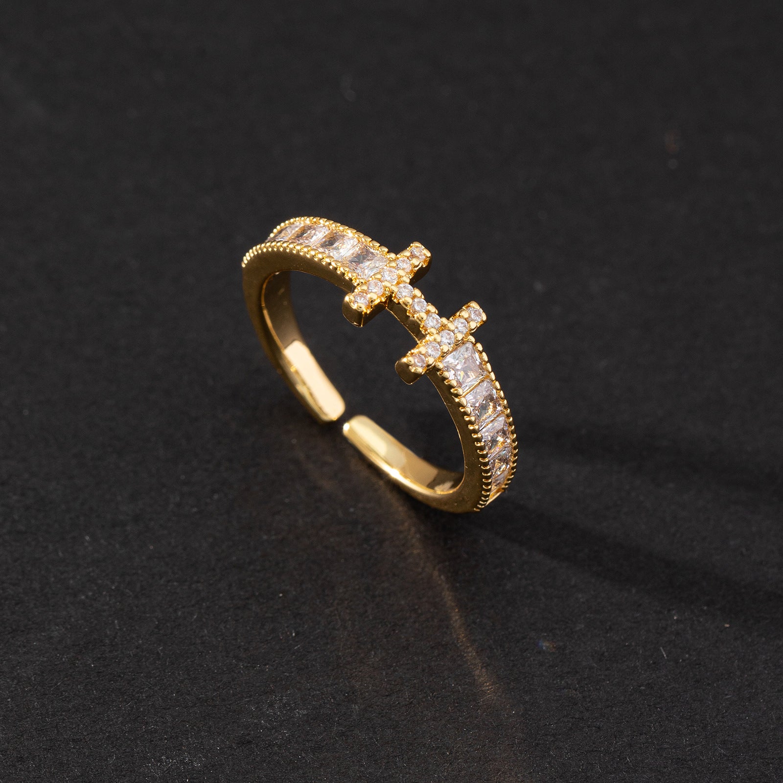 Zircon Inlay Copper Open Ring