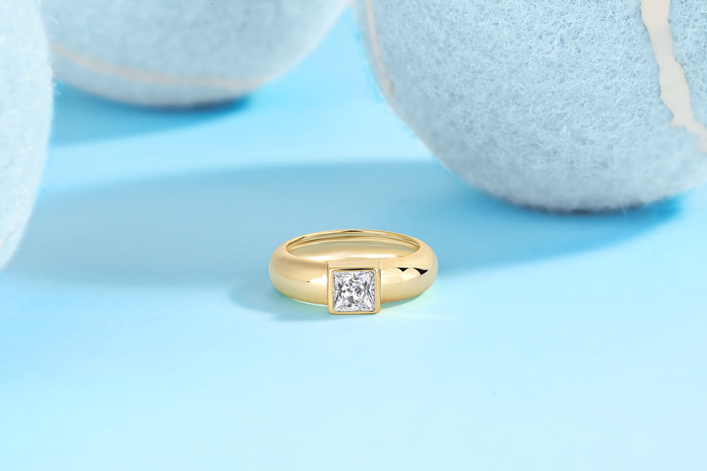 Square Moissanite Sterling Silver Ring