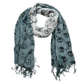 Grey Peace Sign Pattern Scarf - Subtle Boho Print (63" x 22")