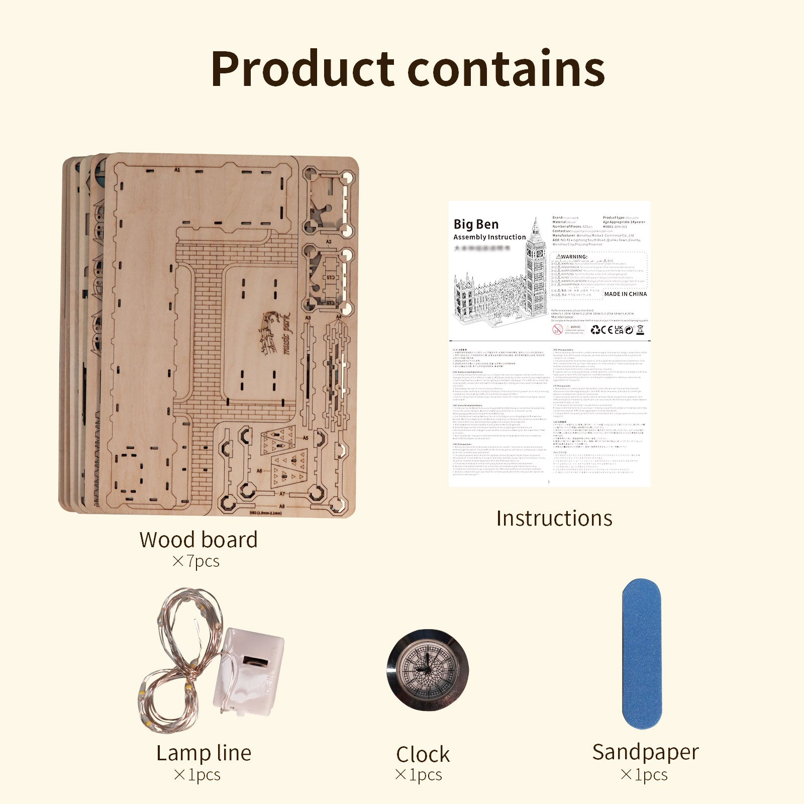 Big Ben Desktop Clock 3D Wooden Puzzle - Functional Landmark Model Kit