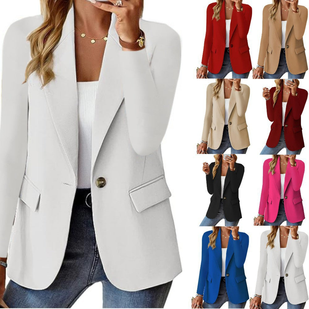 Women's Lapel Button Fashion Jacket