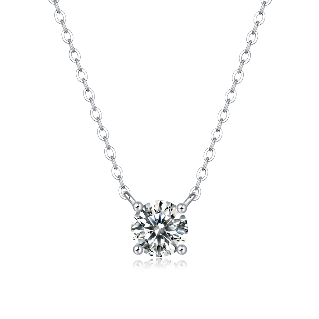 Moissanite Heart Pendant Necklace Sterling Silver