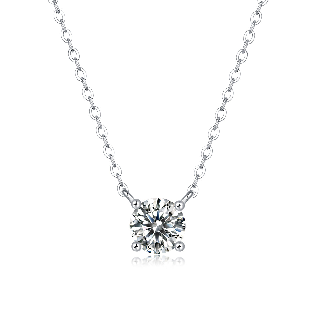 Moissanite Heart Pendant Necklace Sterling Silver