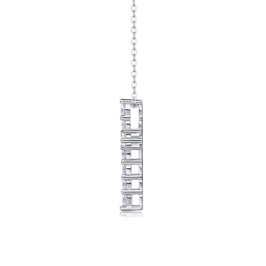 Moissanite Cross Sterling Silver Necklace