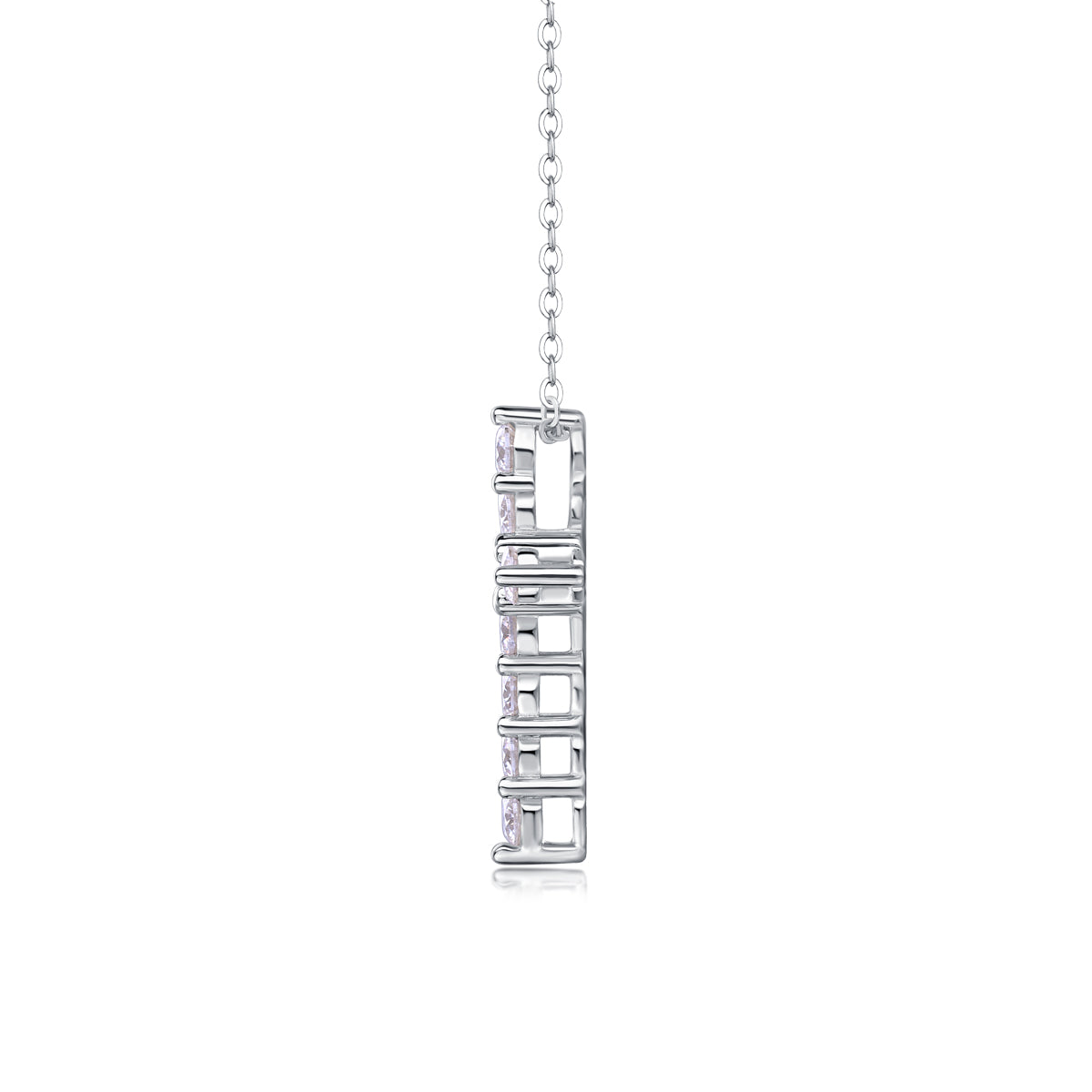 Moissanite Cross Sterling Silver Necklace