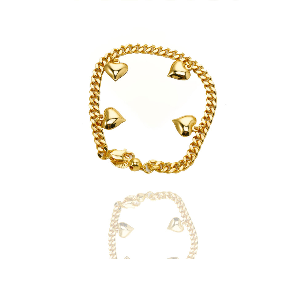 Multi Heart 24K Gold Filled Bracelet