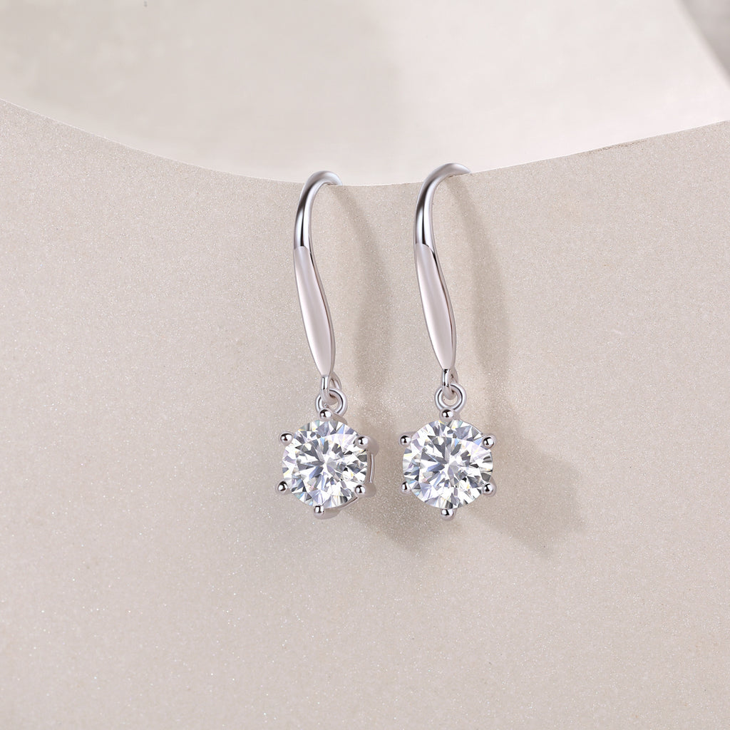1 Carat Moissanite Earrings - S925 Sterling Silver (Pair)