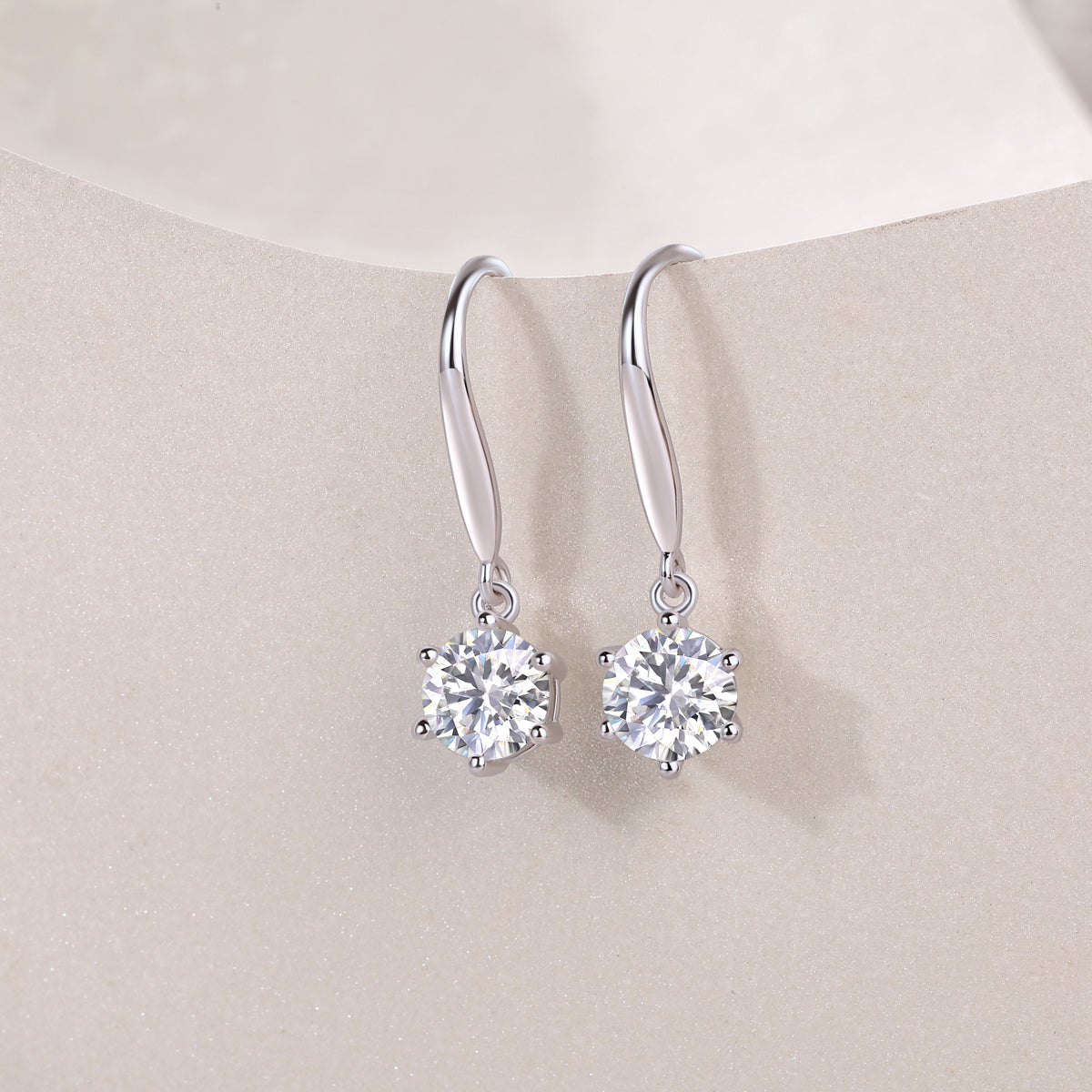 1 Carat Moissanite Earrings - S925 Sterling Silver (Pair)
