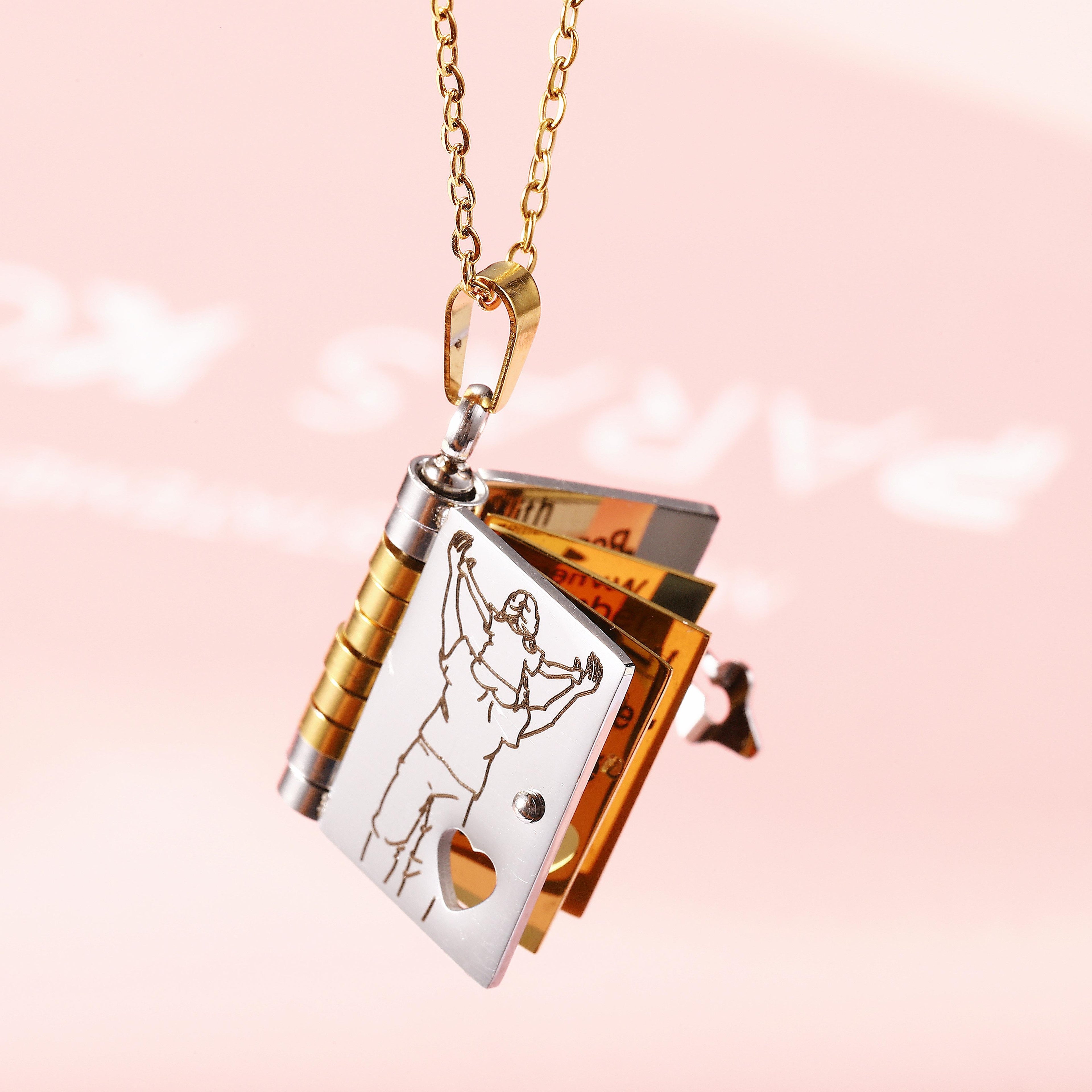 Book Locket Necklace for Daughter or Son - Stainless Steel