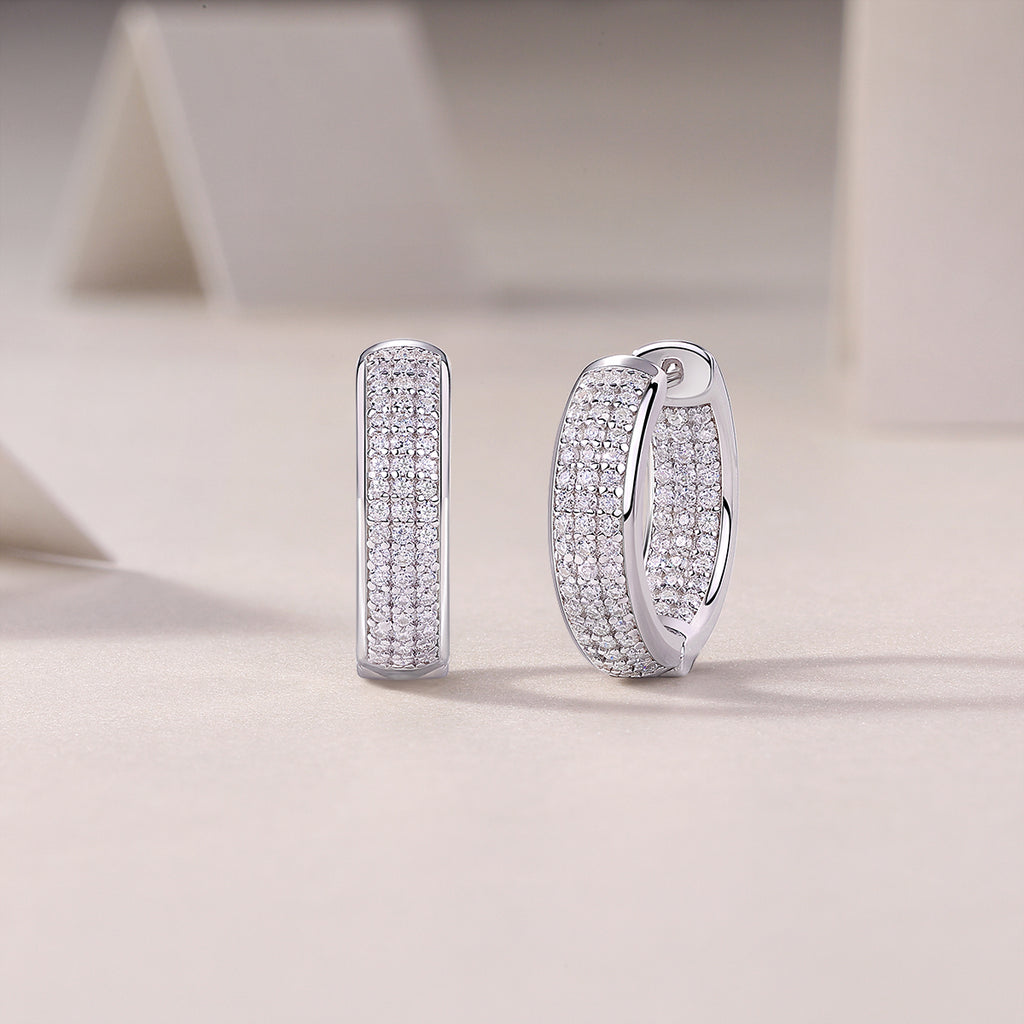 Moissanite Platinum Plated Sterling Silver Earrings