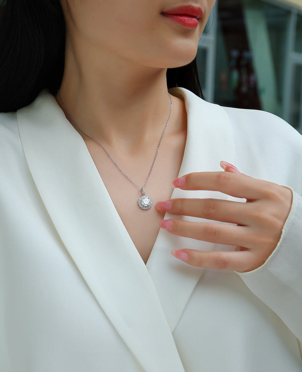 2 Carat Moissanite Necklace - S925 Sterling Silver Platinum-Plated with Chain