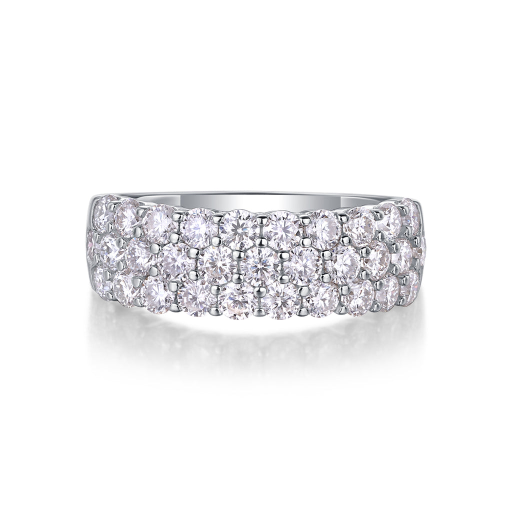 Multi-Row Moissanite Eternity Ring in S925 Sterling Silver