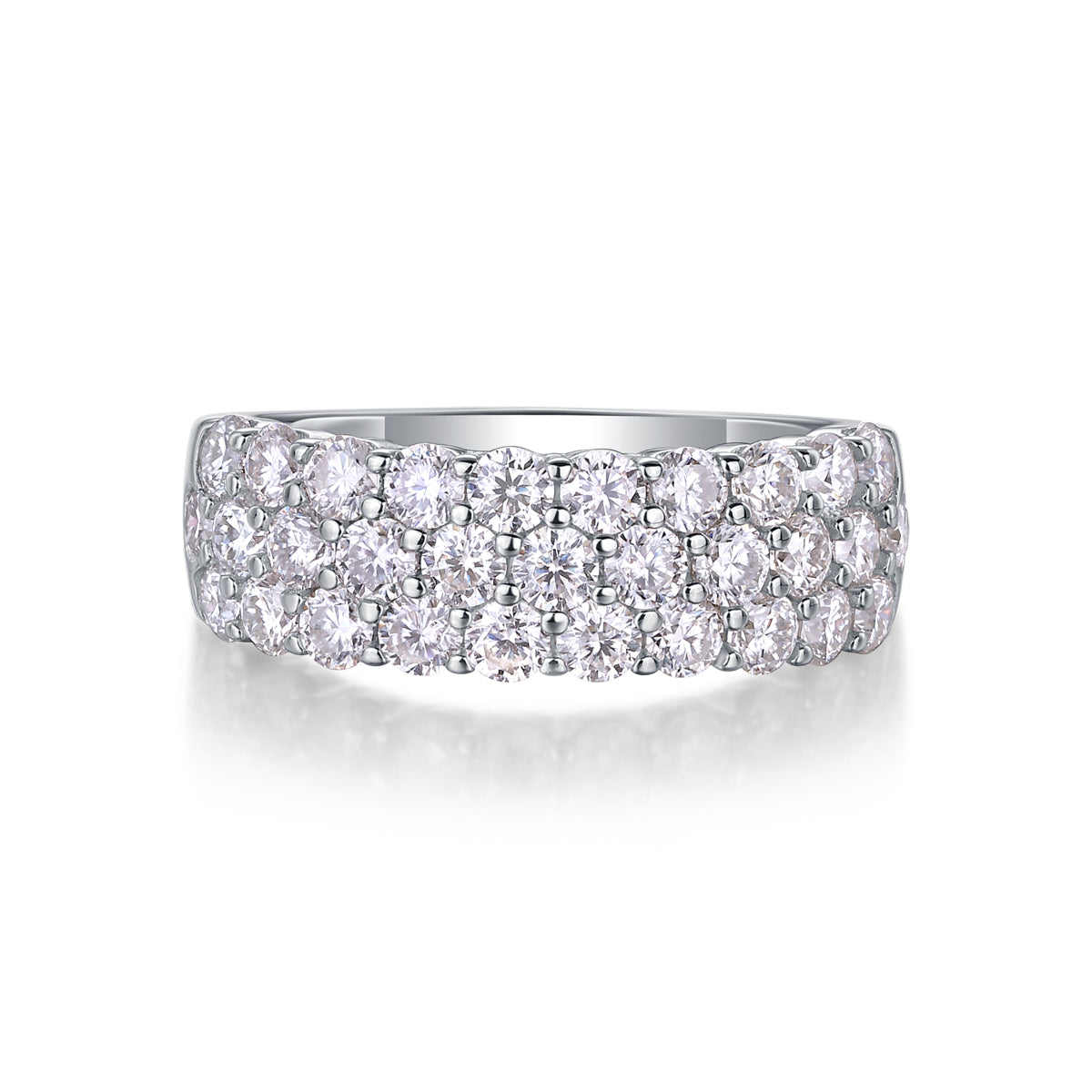 Multi-Row Moissanite Eternity Ring in S925 Sterling Silver