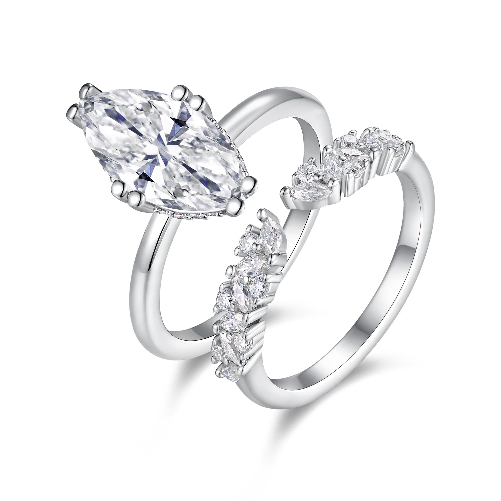 Moissanite Wedding Ring Set - Matching His & Hers Sterling Silver